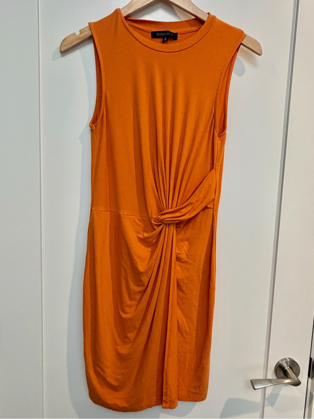 Dynamite Knot-Detail Sleeveless Midi Dress in Orange